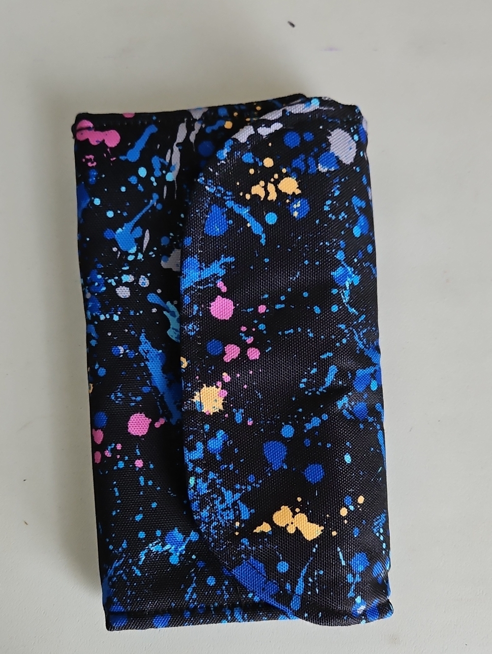 Black Splatter Print Fabric Wallet - Blue, Pink, Yellow
